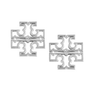 TORY BURCH • Silver Mini Britten Cut Out Logo Earrings